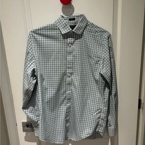 J. Crew Men's Plaid Shirt - Blue and White